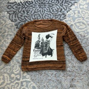 Heathered Graphic Sweater Rust Orange Small